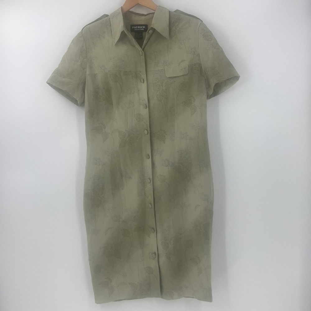 Patrick Collection Silk soft spring green button front short sleeve dress